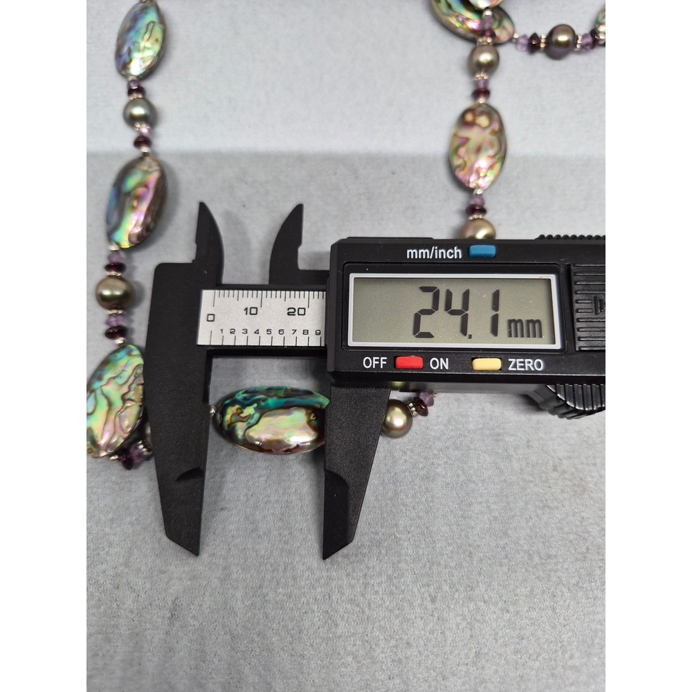 Abalone Necklace Paua Pearl Amethyst Garnet Multi Strand Iridescent Statement - Picture 15 of 16